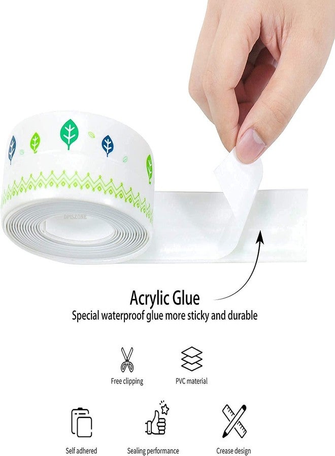 DPISZONE Waterproof Tape for Kitchen Sink Oil Proof Caulk Tape Kitchen Sink Tape Waterproof for Corner Caulk Strip Self Adhesive Sealing Tape Gap Sealer for Platform Bathroom 3.2m*3.8cm (Multi Print) - Image 5